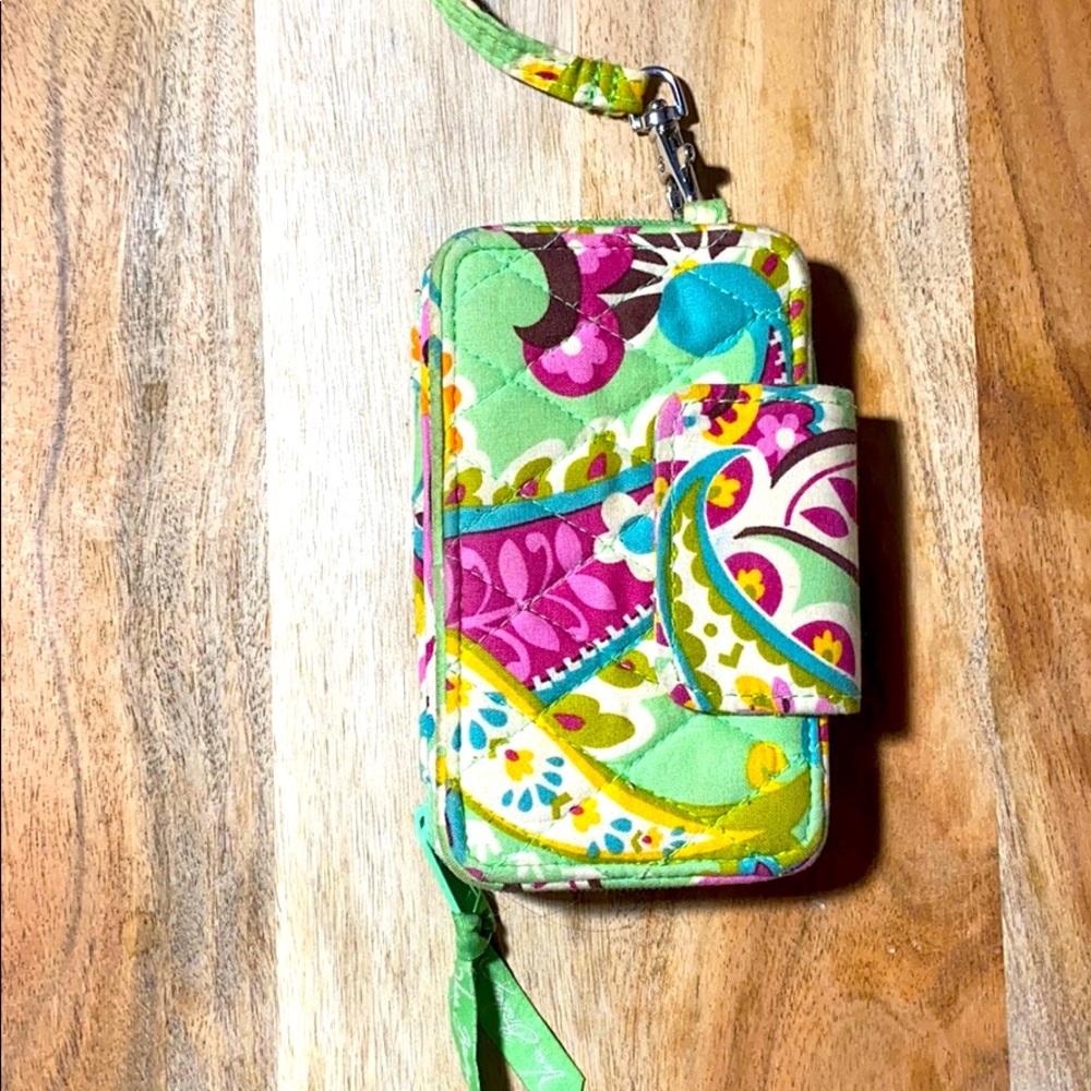 Vera Bradley green and pink wristlet
